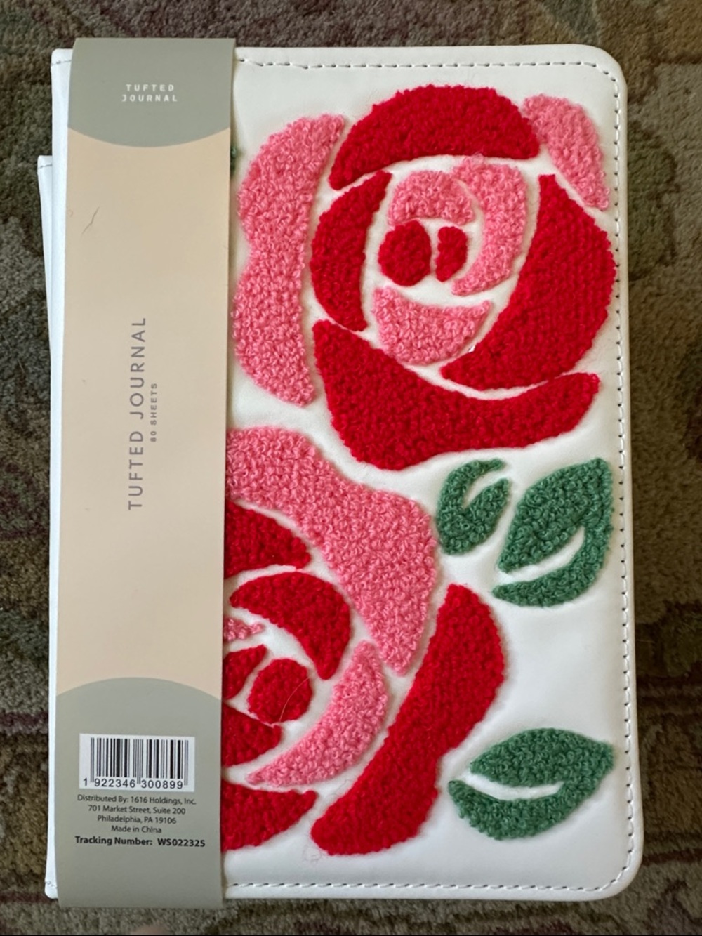 Tufted Rose Journal Notebook Pink Red Floral Textured Cover Coquette Aesthetic